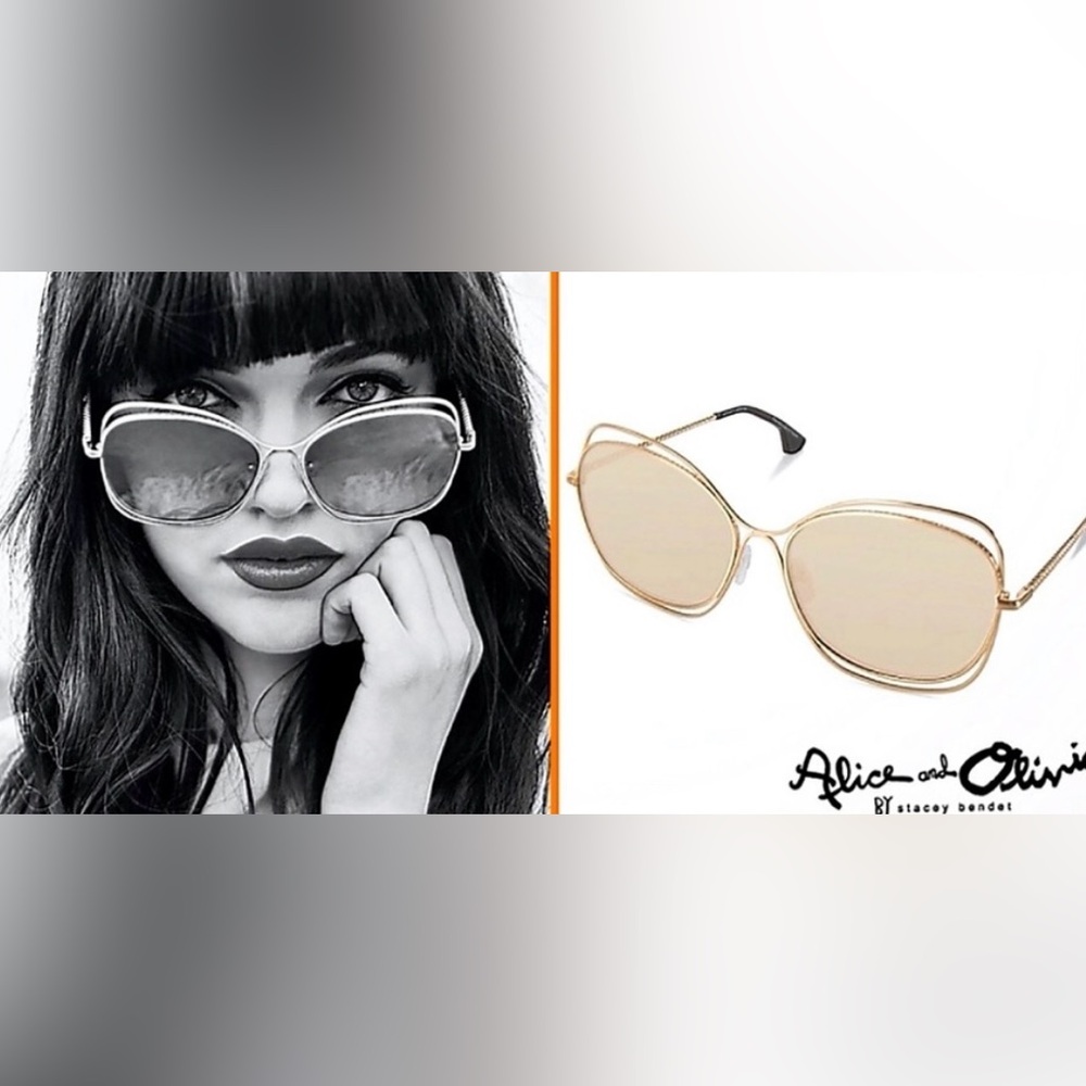 NEW Alice+Olivia Collins Sunglasses Shiny Soft Gold